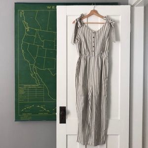 Mod Ref pinstriped jumpsuit linen